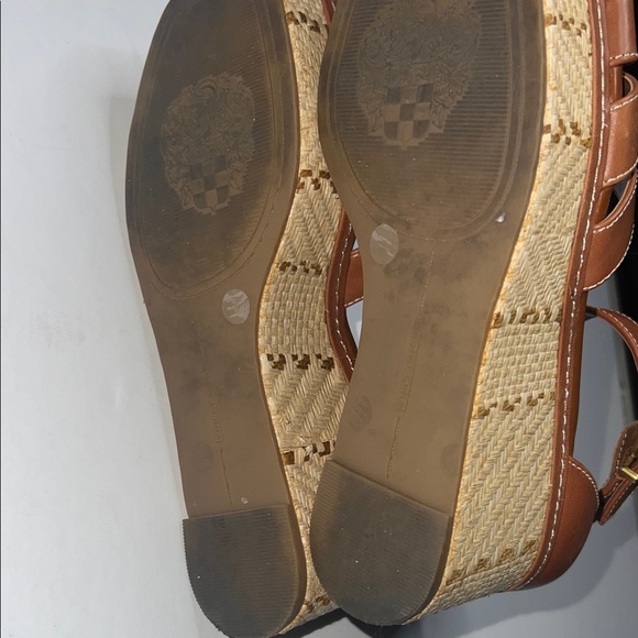 Vince Camuto Brown Leather Wedge Sandals - Picture 11 of 12